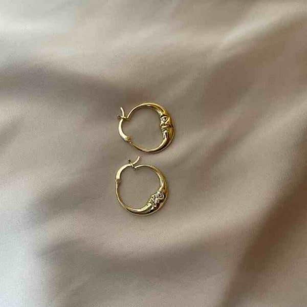 Circle Face Moon Metal Alloy Earrings