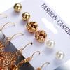 6 pairs of plate pearl earrings set hollow leaf woven earrings
