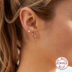 Women's Fashion Sterling Silver Star Face Earrings Set
