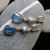 Drop Shaped Blue Gem Earrings