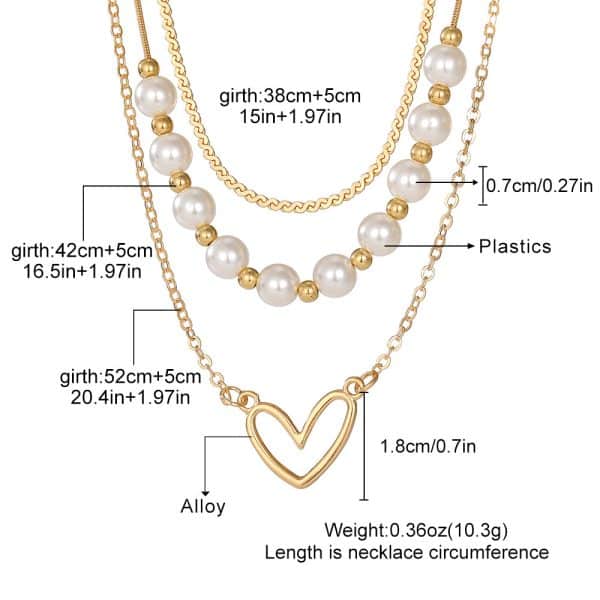 Vintage Love Heart Pearl Gold Necklace