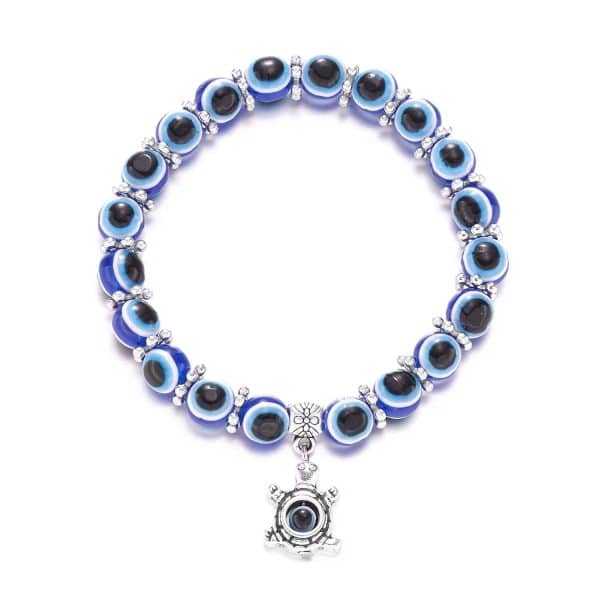 Blue Devil's Eye Bracelet Butterfly Turtle Owl Pendant Resin