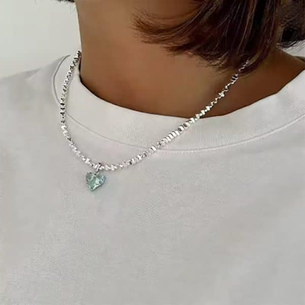 Super Copper Inlaid Zircon Love Pendant Necklace Summer Irregular