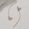 Butterfly Copper Micro Set Zircon Tassel Ear Line Femininity Senior Sense Long Tassel Face Thin Delicate Earrings