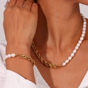 Natural Freshwater Pearl Chain Necklace For Women