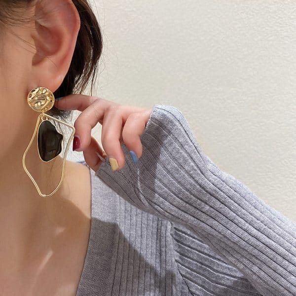 925 Silver Needle Irregular Oil Drop Earrings Simple
