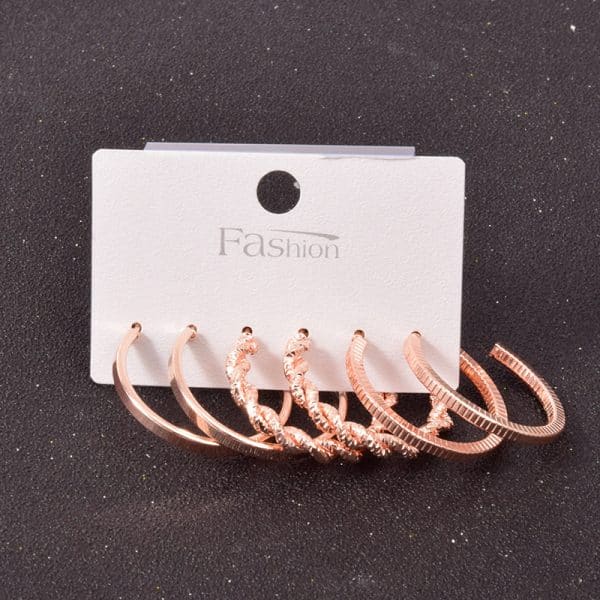 Alloy Metal Hoop Square Earrings Set