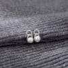 S999 Sterling Silver Pure Silver Light Luxury Stud Earrings Pearl Natural Freshwater