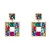 Multi-layered Square Alloy Diamond-set Glass Diamond Geometric Earrings