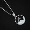 White Gold Round Blue Opal Sea Fishtail Necklace