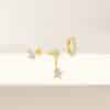 Brass Electroplating Inlaid Zircon XINGX Butterfly Earrings Three-piece Set