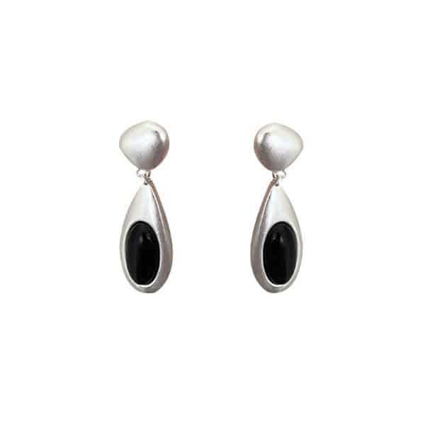 Black And White Water Drop Oval Geometric Earrings