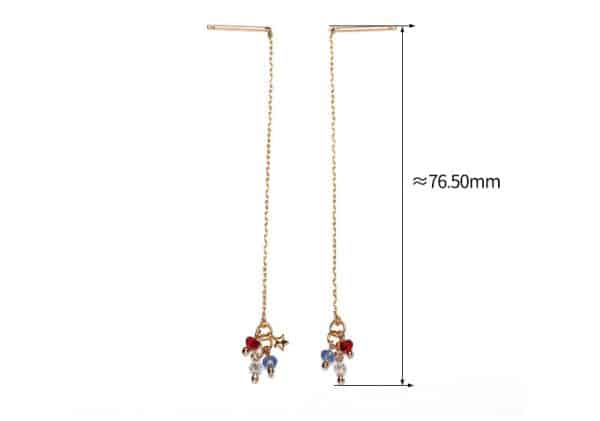 Versatile Sterling Silver Set Color Tassel Zircon Ear Wire Women