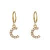 18K Gold Plated Micro Set Zircon Letter Earrings For Women