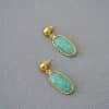 Oval Carved Real Stone Natural Stone Stud Earrings