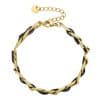 18K Gold Titanium Steel Plated European And American Fashion Metal Chain Leather Rope