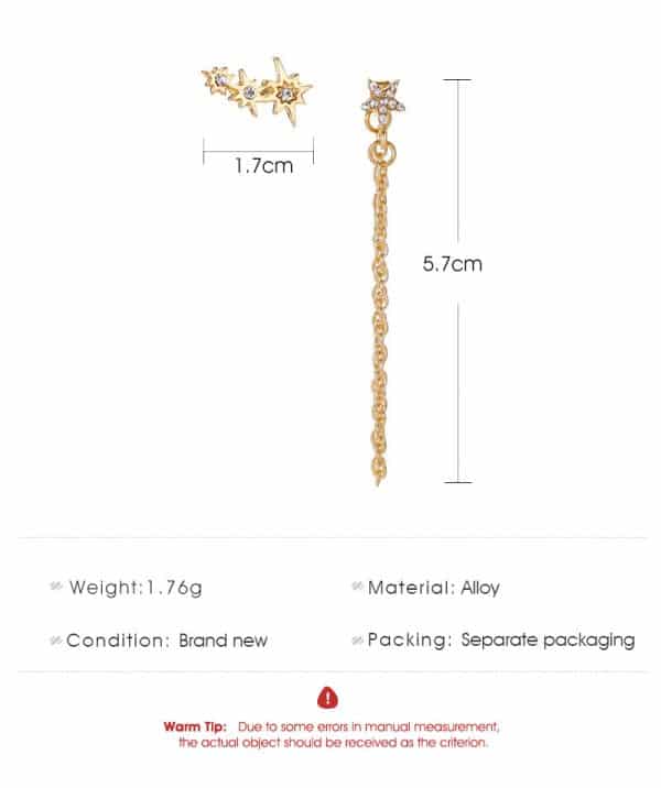 Personality Diamond Star Set Earrings Women Fashion Tassels