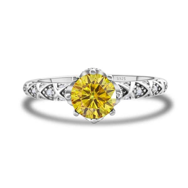 925 Sterling Silver Moissanite Ring Women's Pt950 Gold-plated Vine Winding Light Luxury