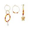 Simple Temperament Stitching Rice Bead Butterfly Earrings Set