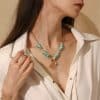 Women's Retro Versatile Natural Stone Pendant Paper Clip Necklace