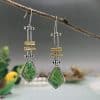Vintage Geometric Long Turquoise Moonstone Drop Earrings