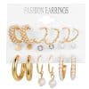 Temperament Pearl Pendant Earrings Triangle Metal 9-piece Set