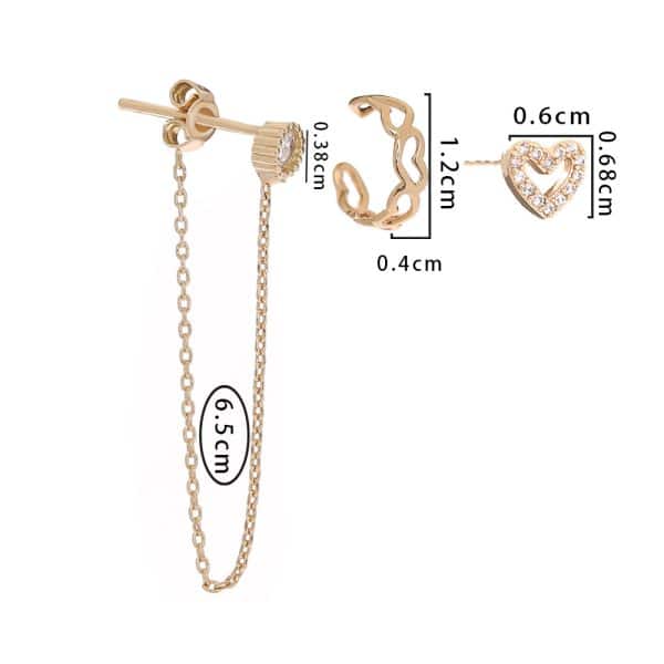 Irregular Chain Set Of Ins-style Love Ear Bone Clip Diamond Love Earrings Love Female Earrings