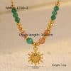 Titanium Steel Sun Cross Pendant Beaded Necklace