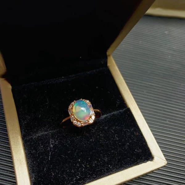 925 Silver Inlaid Natural Opal Set Pendant Ring Jewelry Female Gifts For Girlfriend Live Supply