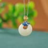 Sterling Silver Gold Plated Hetian Jade Safety Buckle Pendant