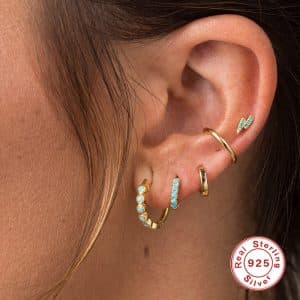 Women's Sterling Silver Stacked Earrings Set
