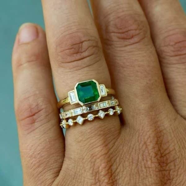 Fashion Alloy Inlaid Zircon Grandmother Green Treasure Ring