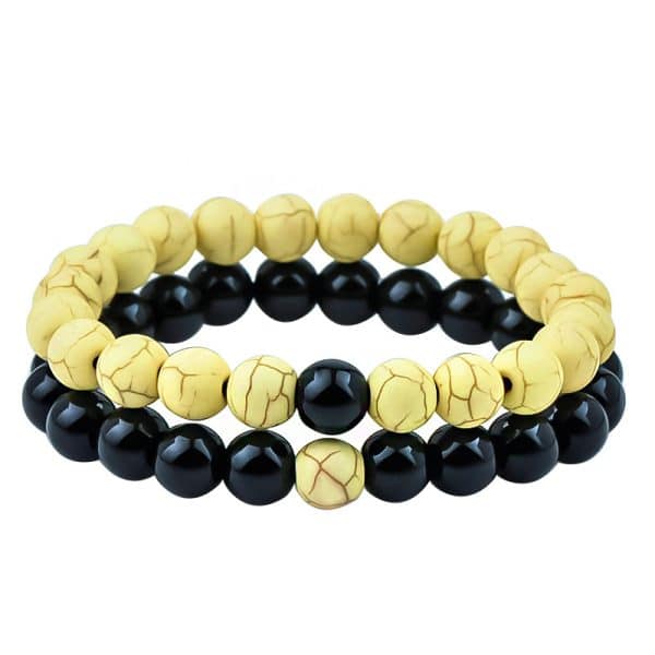 Men's Women's Natural Stone Bead Bracelet Frosted Stone