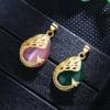 Women's Fashionable Green Chalcedony Necklace With Imitation Simple Crystal Peacock Pendant