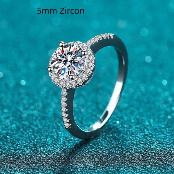 925 Silver Edge Micro-inlaid Ring Moissanite Ring