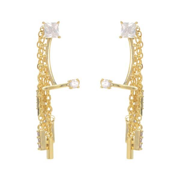 Korean Temperament High-end Earrings With Micro-set Zircon Tassel