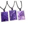 Natural Charoite Square Plate Pendant With Leather Rope