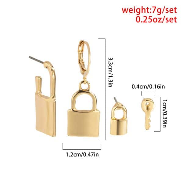 Simple And Fashionable Key Lock Earring Set Personality