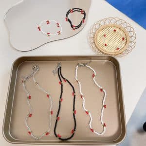 Fresh And Cute Bead Cherry Beaded Necklace