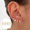 Women's Flower Inlaid Earrings And Buckle 4 Piece Set