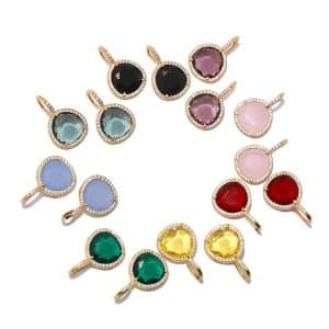 Color Stone Crystal Triangle Eight Color Stone Earrings Copper Micro Inlay