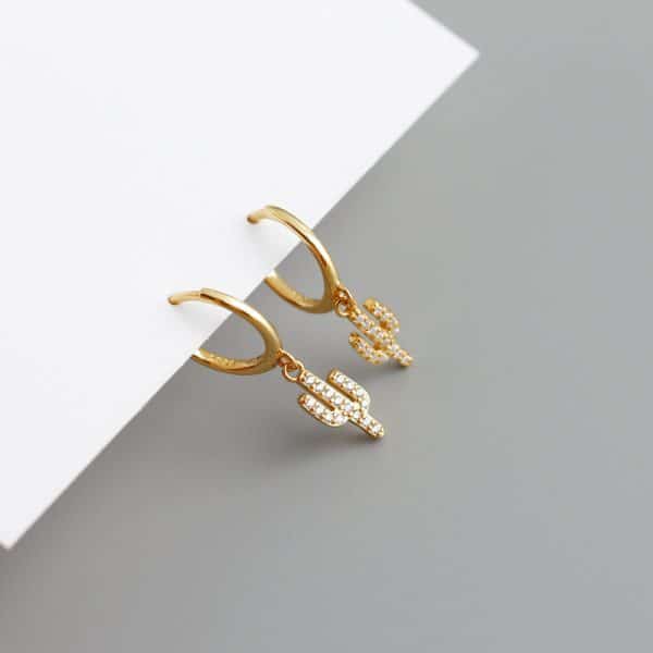 Women's Fashion Diamond Cactus Drop Earrings