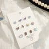 Sterling Silver Needle Stud Earrings Women's Set Small Delicate Eardrops Bone Nail