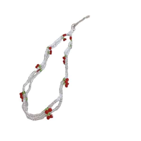 Fresh And Cute Bead Cherry Beaded Necklace