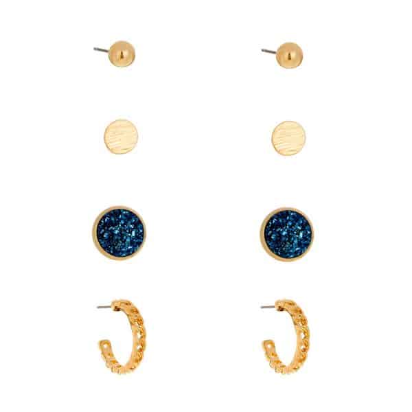 Crystal Cluster Round Everyday Combination Set Earrings