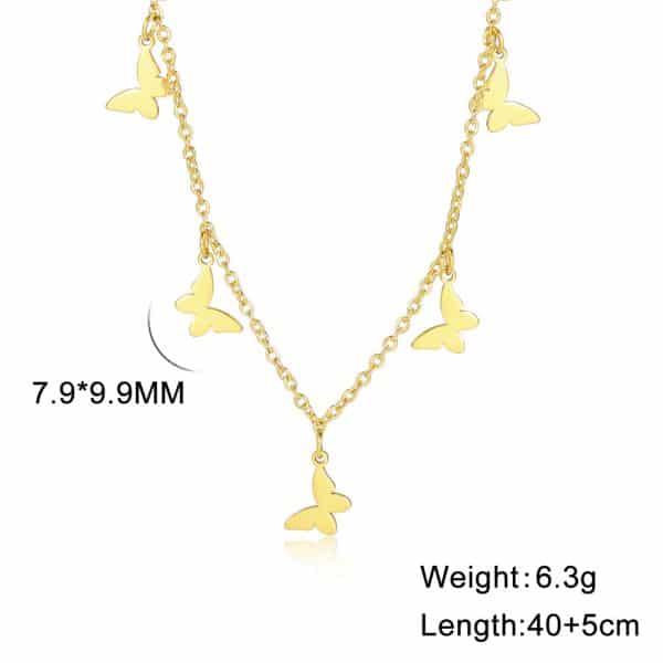 Cut Glossy Butterfly Pendant Clavicle Chain Stainless Steel Necklace