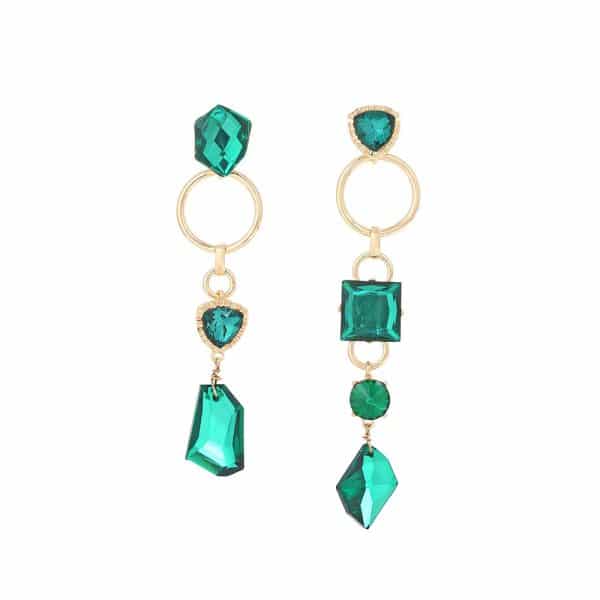 Asymmetric Long Drop-shaped Rhinestone Earrings