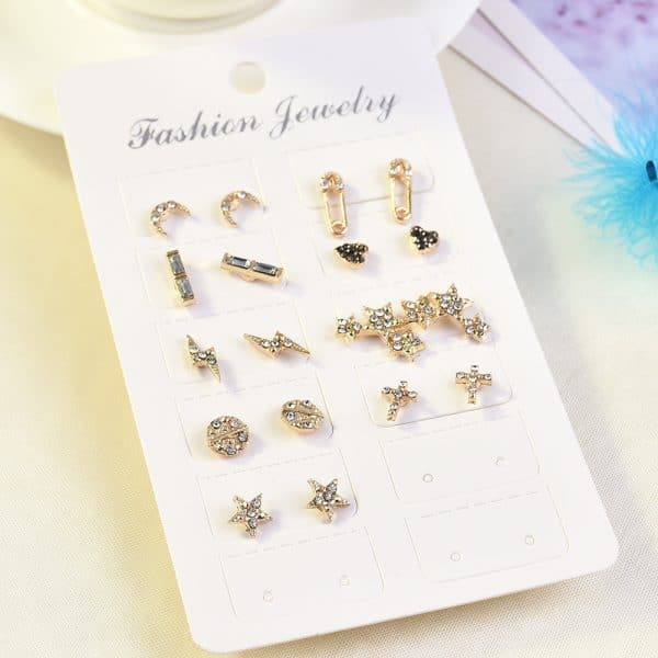 Fashion Simple Alloy Diamond Earring Set