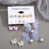 Acrylic Pearl Butterfly Pendant Earring Set Women