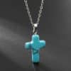 Natural Stone Agate Stone Cross Pendant Necklace